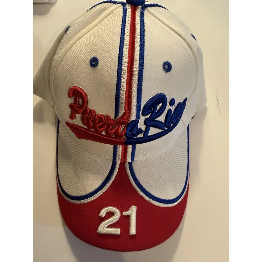 Puerto Rico 21 City Hunter Red Blue White Baseball Strapback Cap Hat